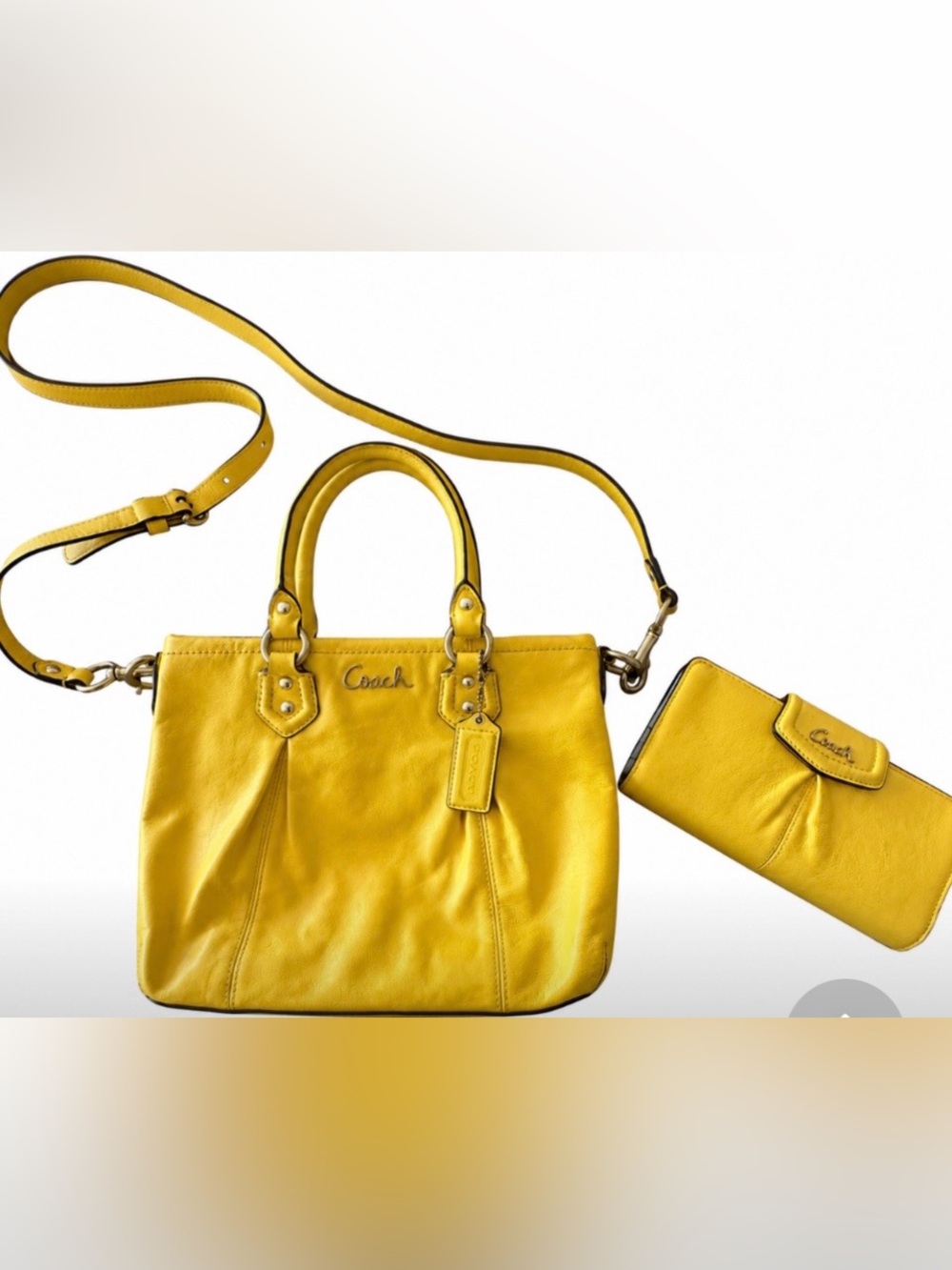 Coach Ashley Yellow Purse and wallet Shoulder Crossbody Bag -Flaws - Sold as is